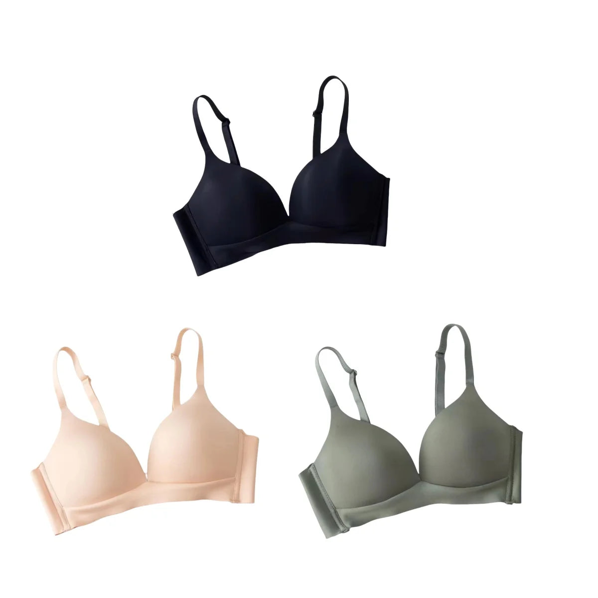 3 Pack Wireless Push-Up Bras Seamless Comfort Underwear