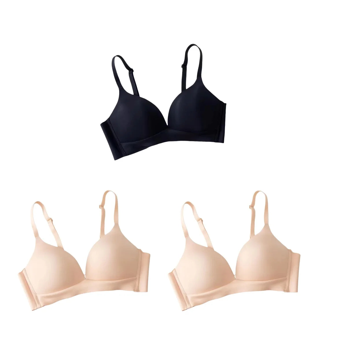 3 Pack Wireless Push-Up Bras Seamless Comfort Underwear