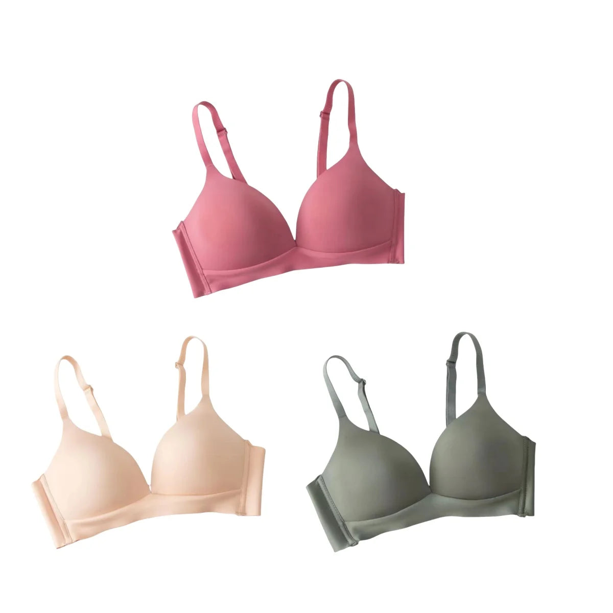 3 Pack Wireless Push-Up Bras Seamless Comfort Underwear