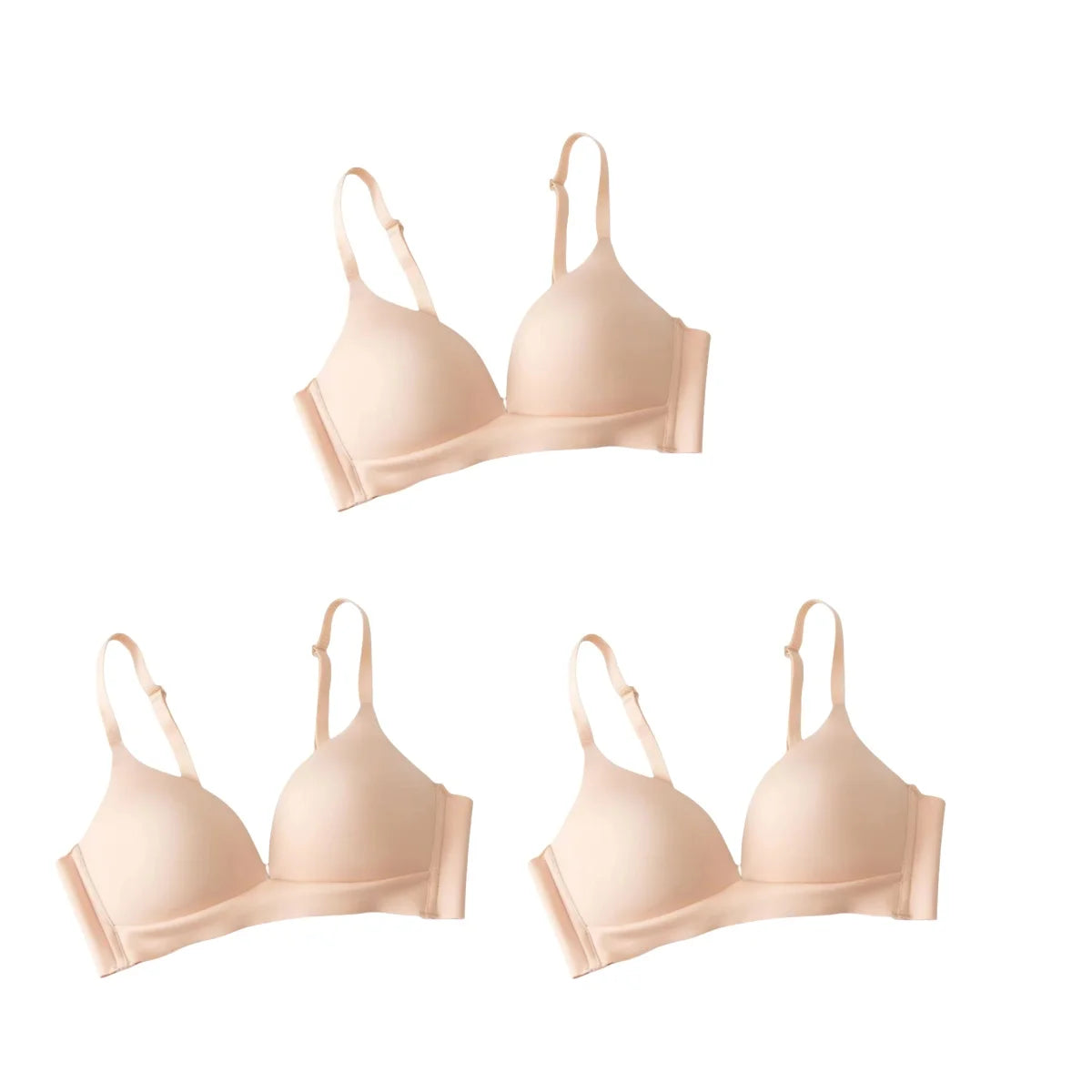 3 Pack Wireless Push-Up Bras Seamless Comfort Underwear