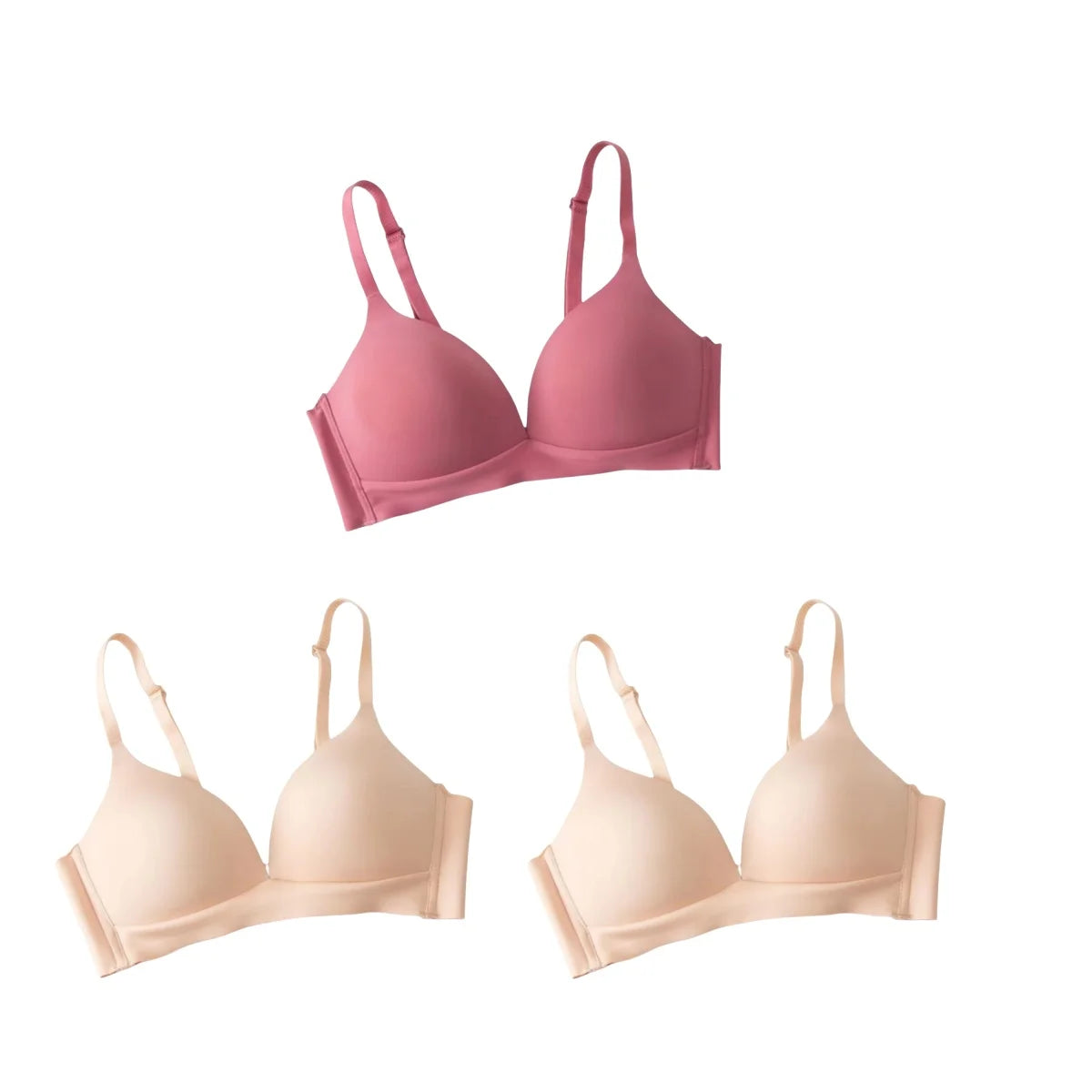 3 Pack Wireless Push-Up Bras Seamless Comfort Underwear
