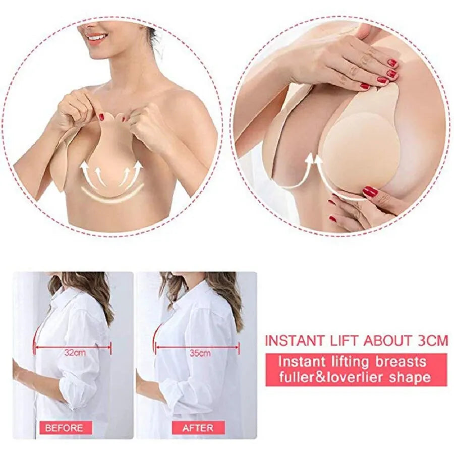 Strapless Reusable Sticky Lift Tape with Silicone Pads Adhesive Bra
